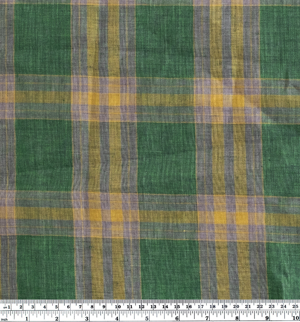 Jumbo Plaid Yarn Dyed Linen - Pine | Blackbird Fabrics