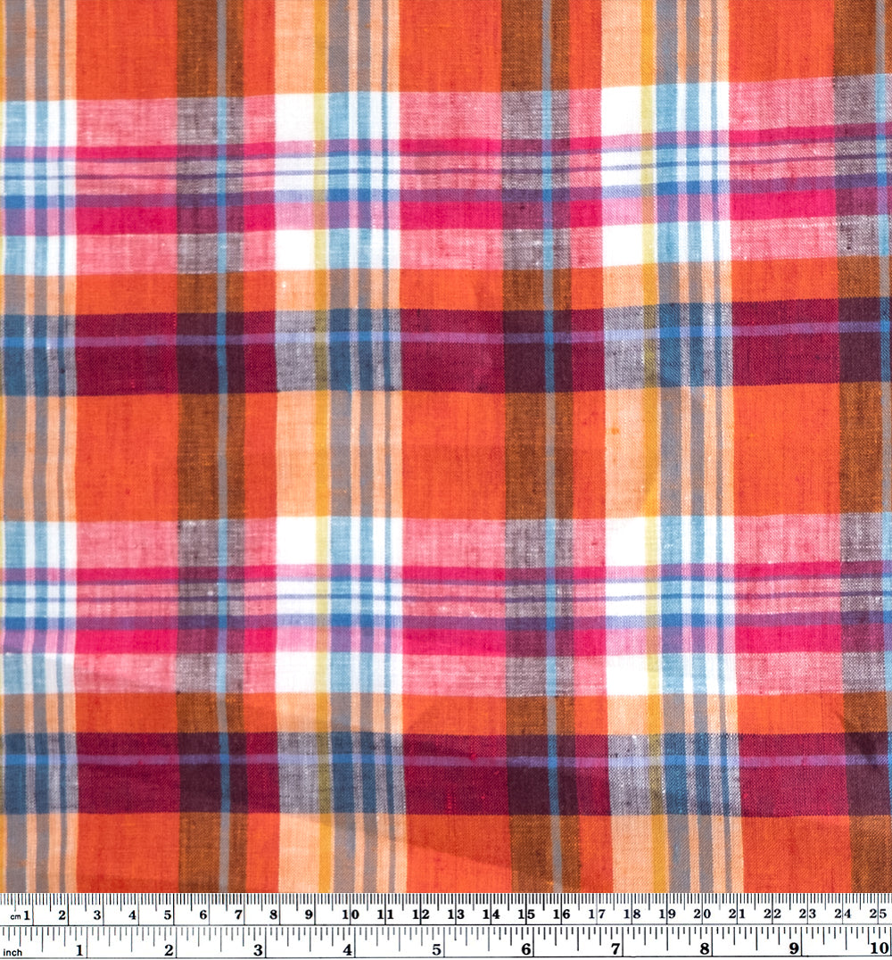 Harmony Check Yarn Dyed Linen - Guava | Blackbird Fabrics