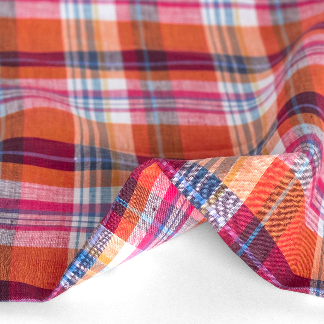 Harmony Check Yarn Dyed Linen - Guava | Blackbird Fabrics