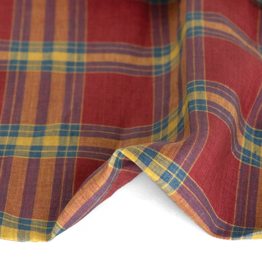 Jumbo Plaid Yarn Dyed Linen - Garnet | Blackbird Fabrics