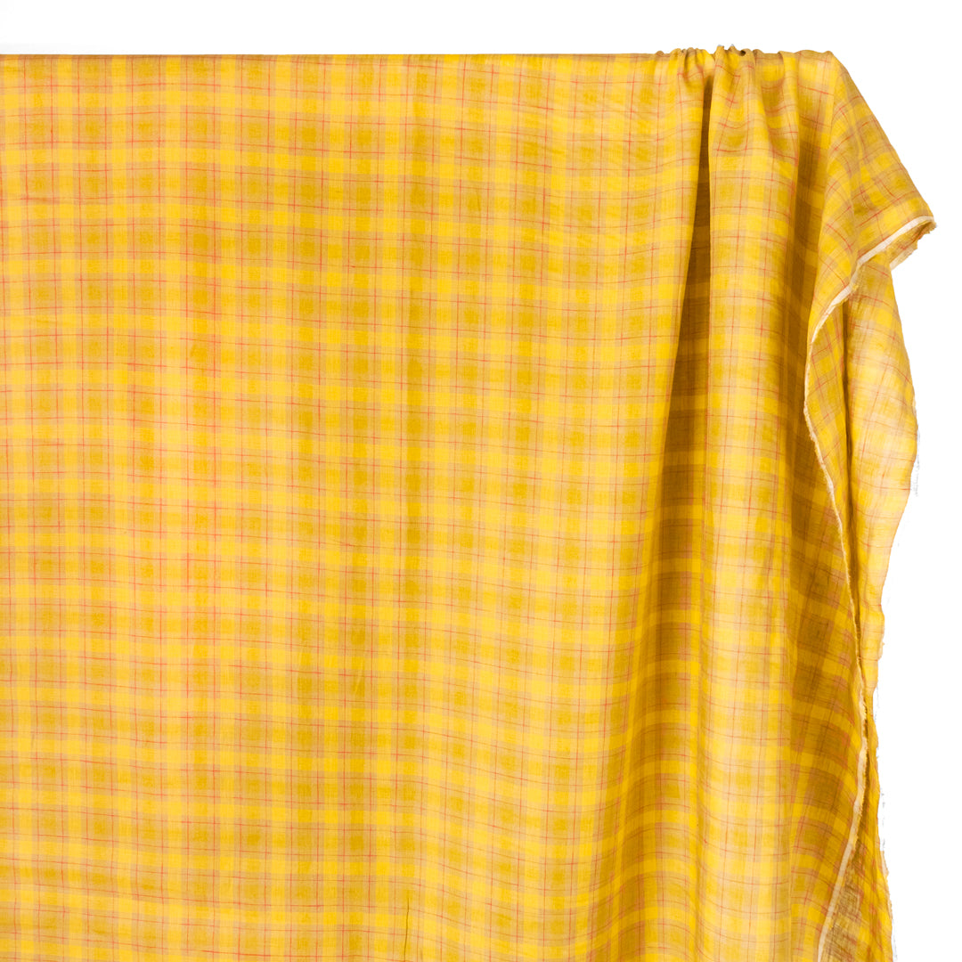 Windowpane Check Yarn Dyed Linen - Butter | Blackbird Fabrics
