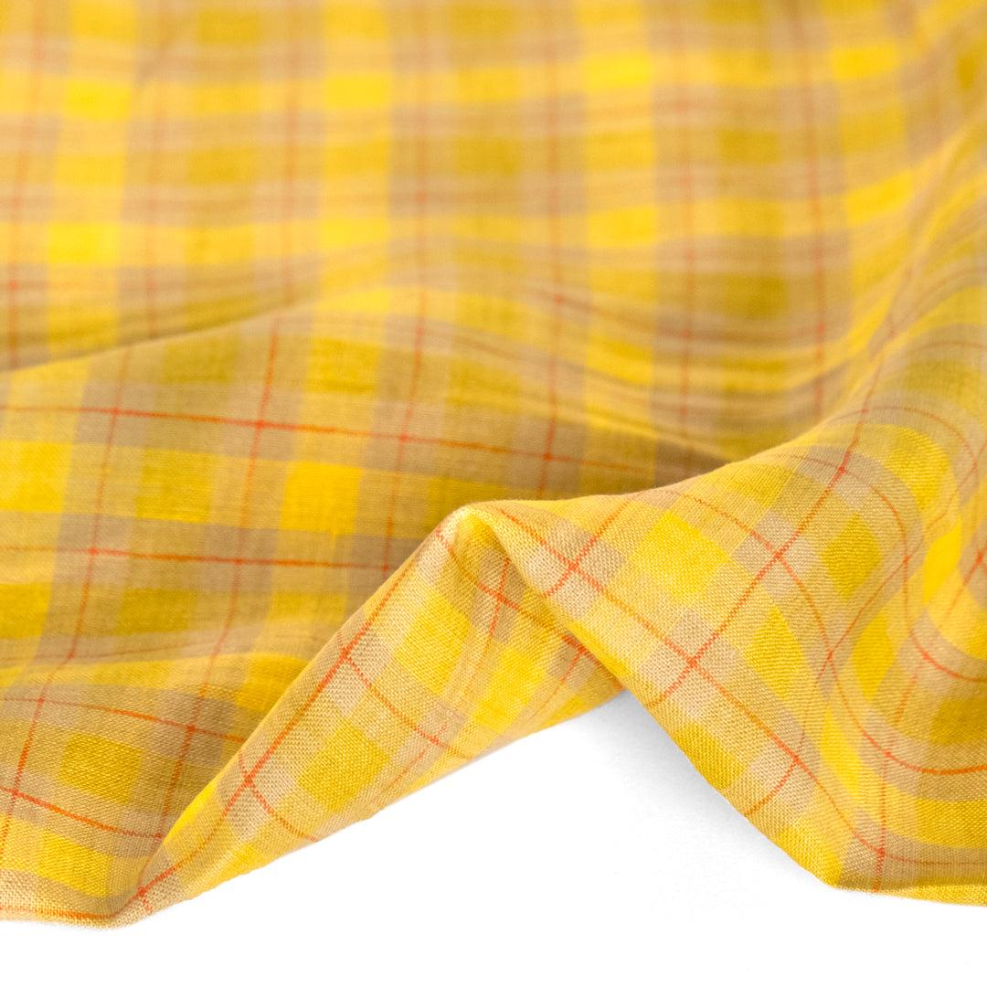 Windowpane Check Yarn Dyed Linen - Butter | Blackbird Fabrics