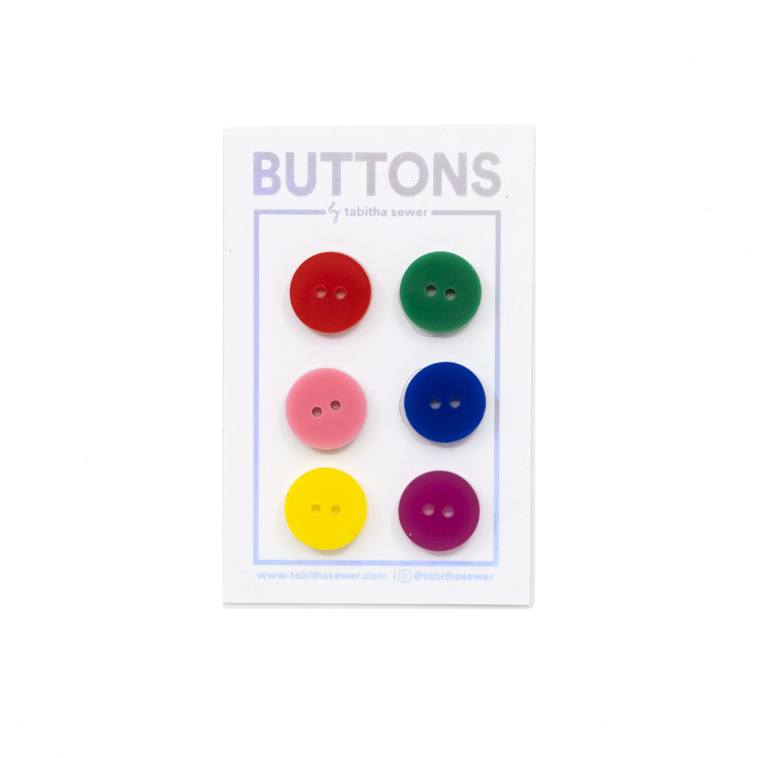 Tabitha Sewer Rainbow Set Classic Circle Buttons (15mm) - Set of 6