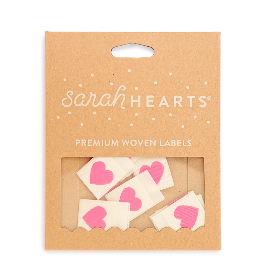 Pink Heart Woven Labels by Sarah Hearts