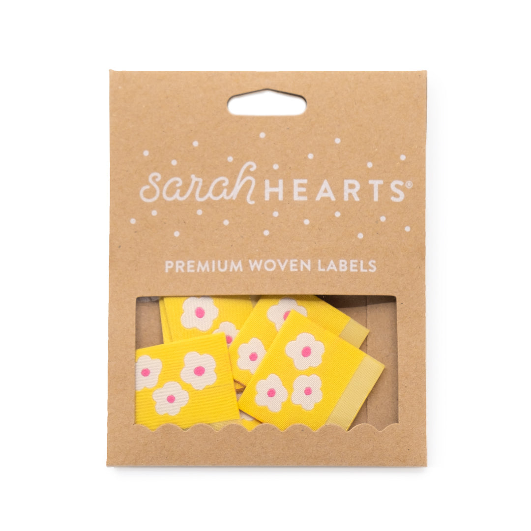 YELLOW DAISY Woven Labels by Sarah Hearts | Blackbird Fabrics