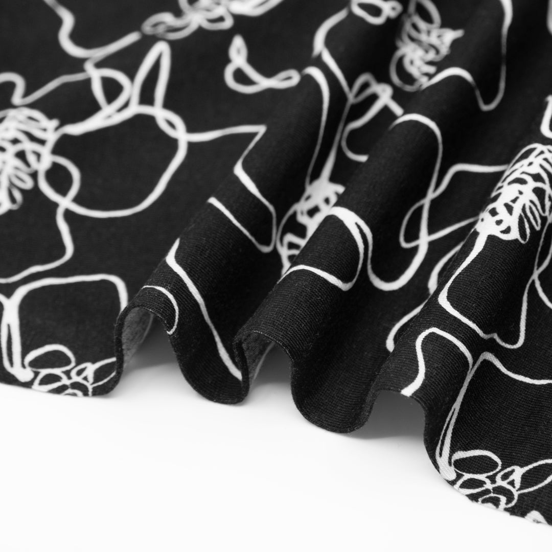 Squiggle Floral Organic Cotton Jersey - Black/White