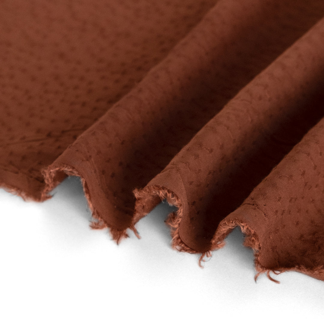 Silky Dotted Viscose Dobby - Chocolate