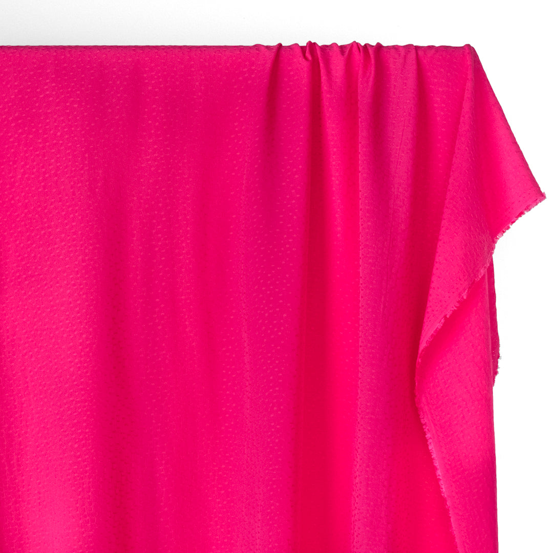 Silky Dotted Viscose Dobby - Electric Pink