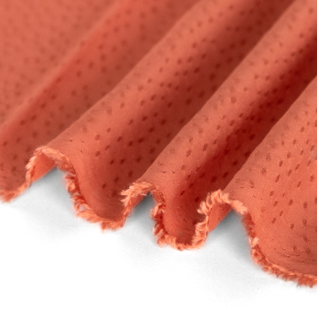 Silky Dotted Viscose Dobby - Persimmon