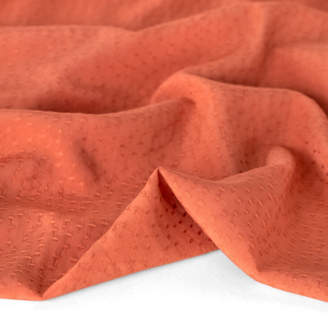 Silky Dotted Viscose Dobby - Persimmon