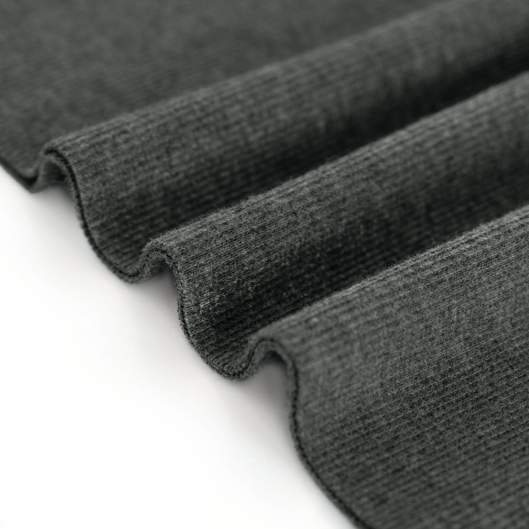 Organic Cotton 2x2 Ribbing - Heather Charcoal