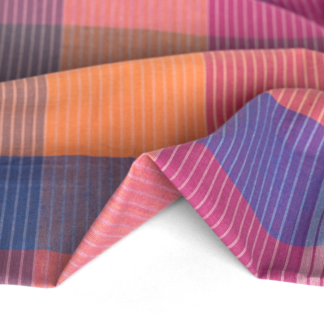 Spectrum Check Yarn Dyed Cotton - Blue/Saffron/Fuschia | Blackbird Fabrics