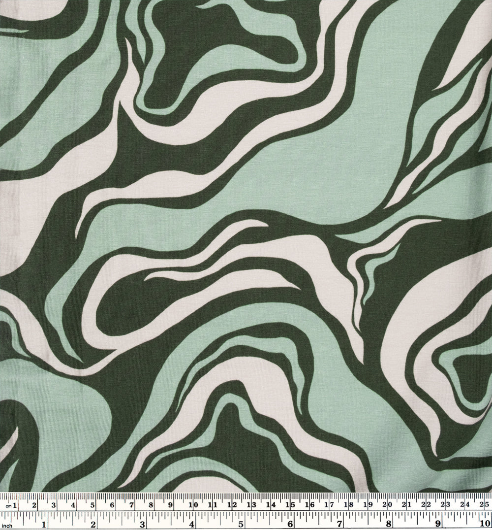 Tide Pool Organic Cotton Jersey - Mint/Forest/Pebble