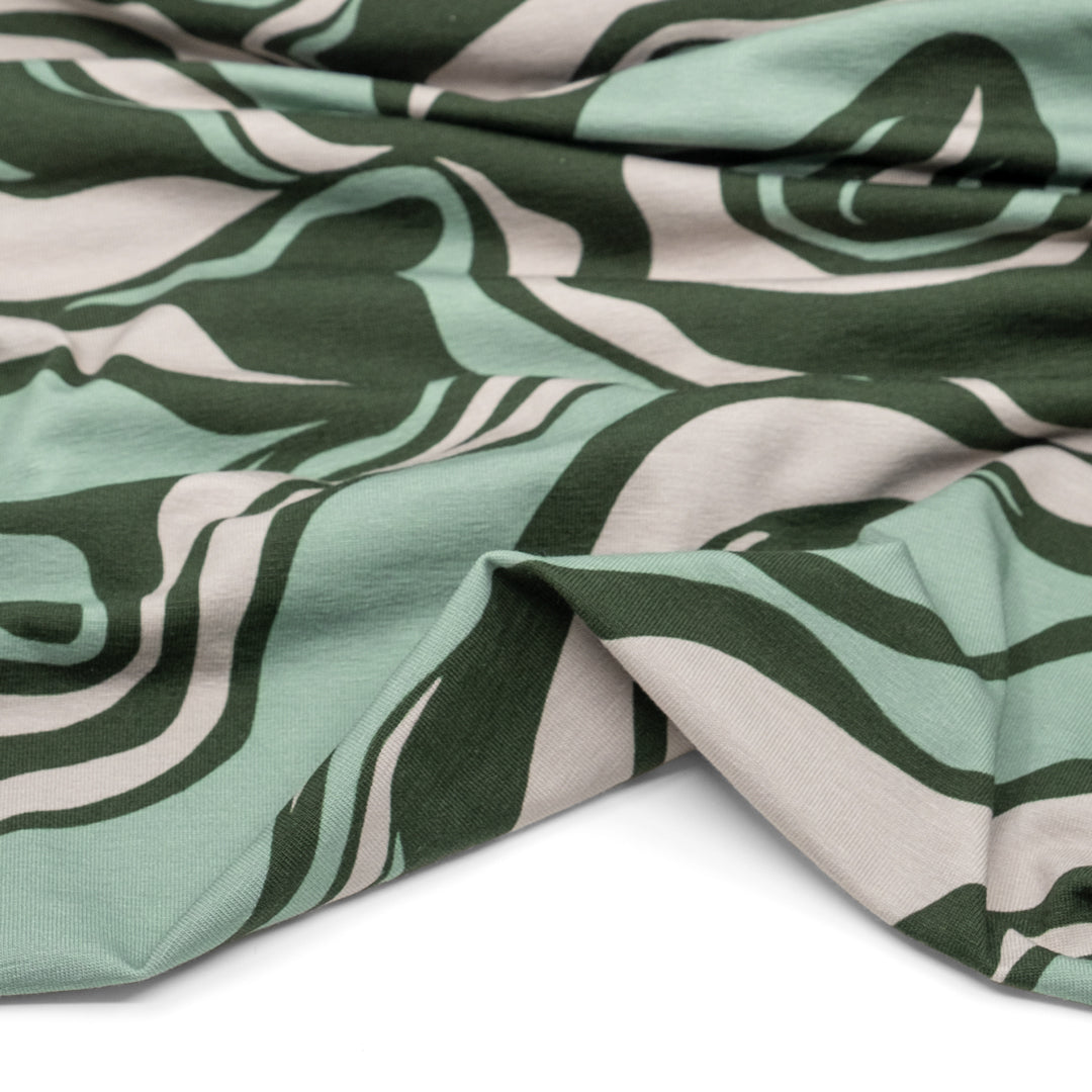 Tide Pool Organic Cotton Jersey - Mint/Forest/Pebble
