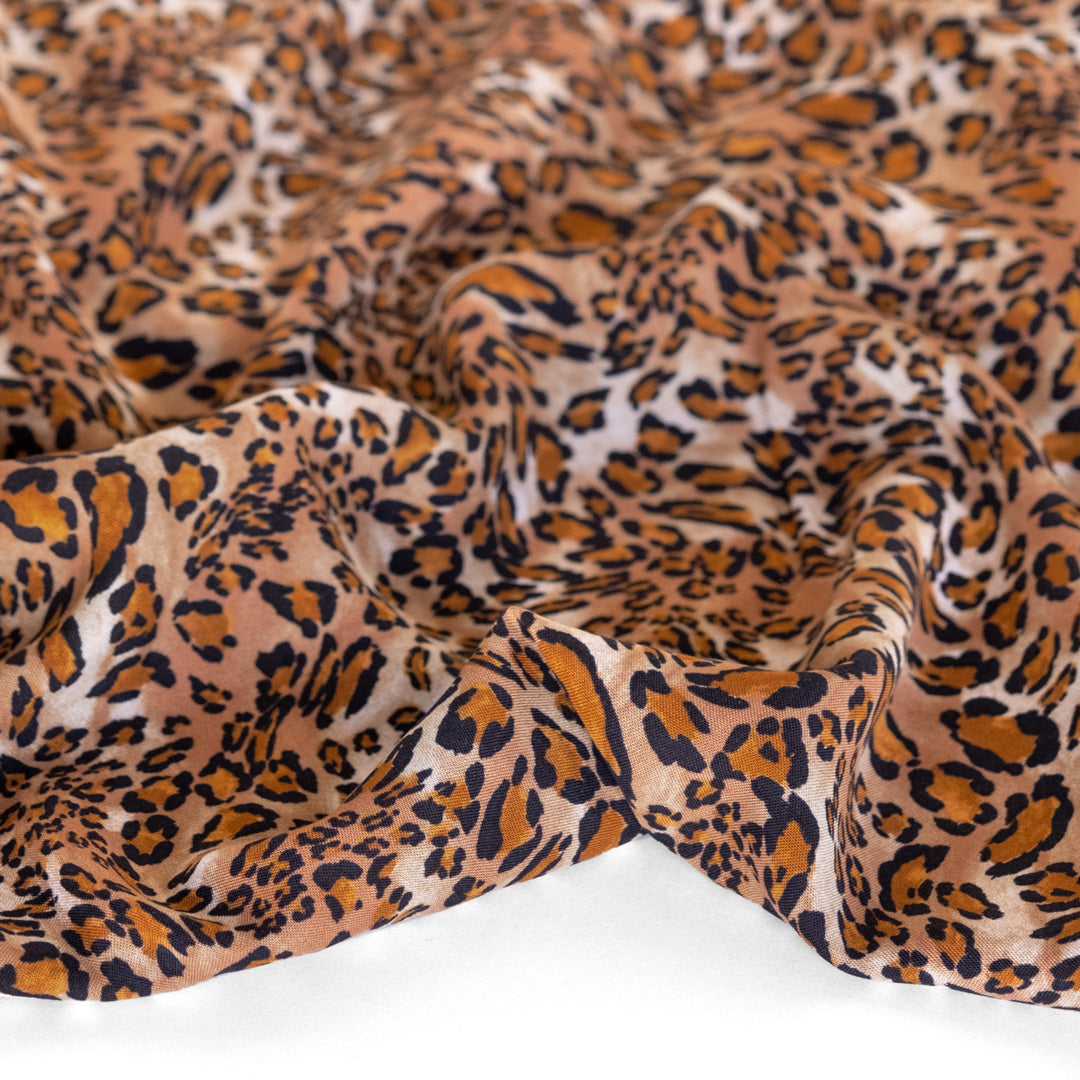 Vintage Leopard Rayon Challis - Caramel/Black