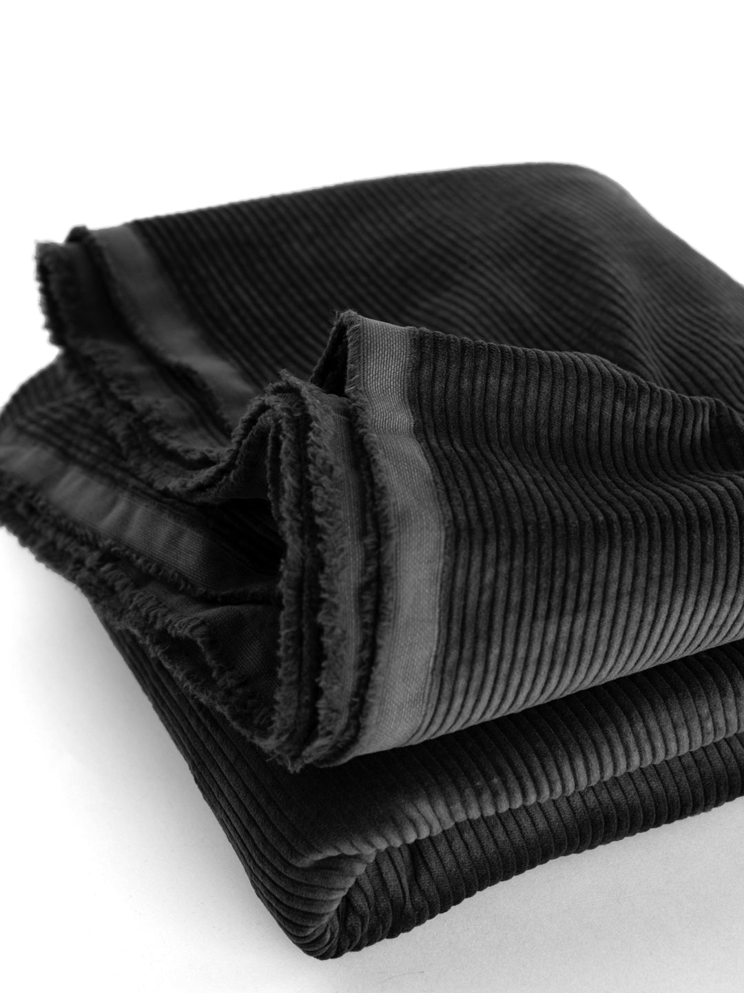 Chunky wide wale corduroy in Black, 100% natural cotton fiber