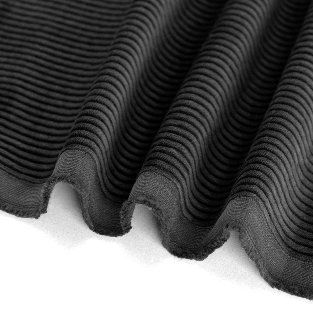 Chunky wide wale corduroy in Black, 100% natural cotton fiber