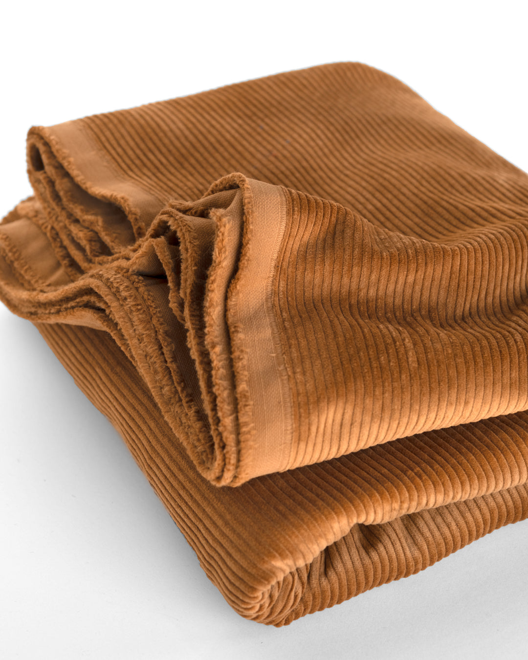 Chunky wide wale corduroy in Caramel brown, 100% natural cotton fiber