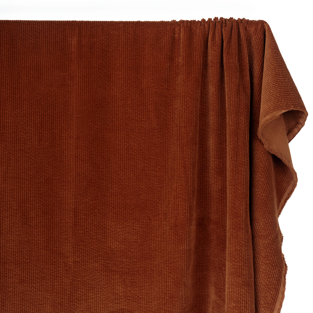 Chunky wide wale corduroy in Spice red, 100% natural cotton fiber