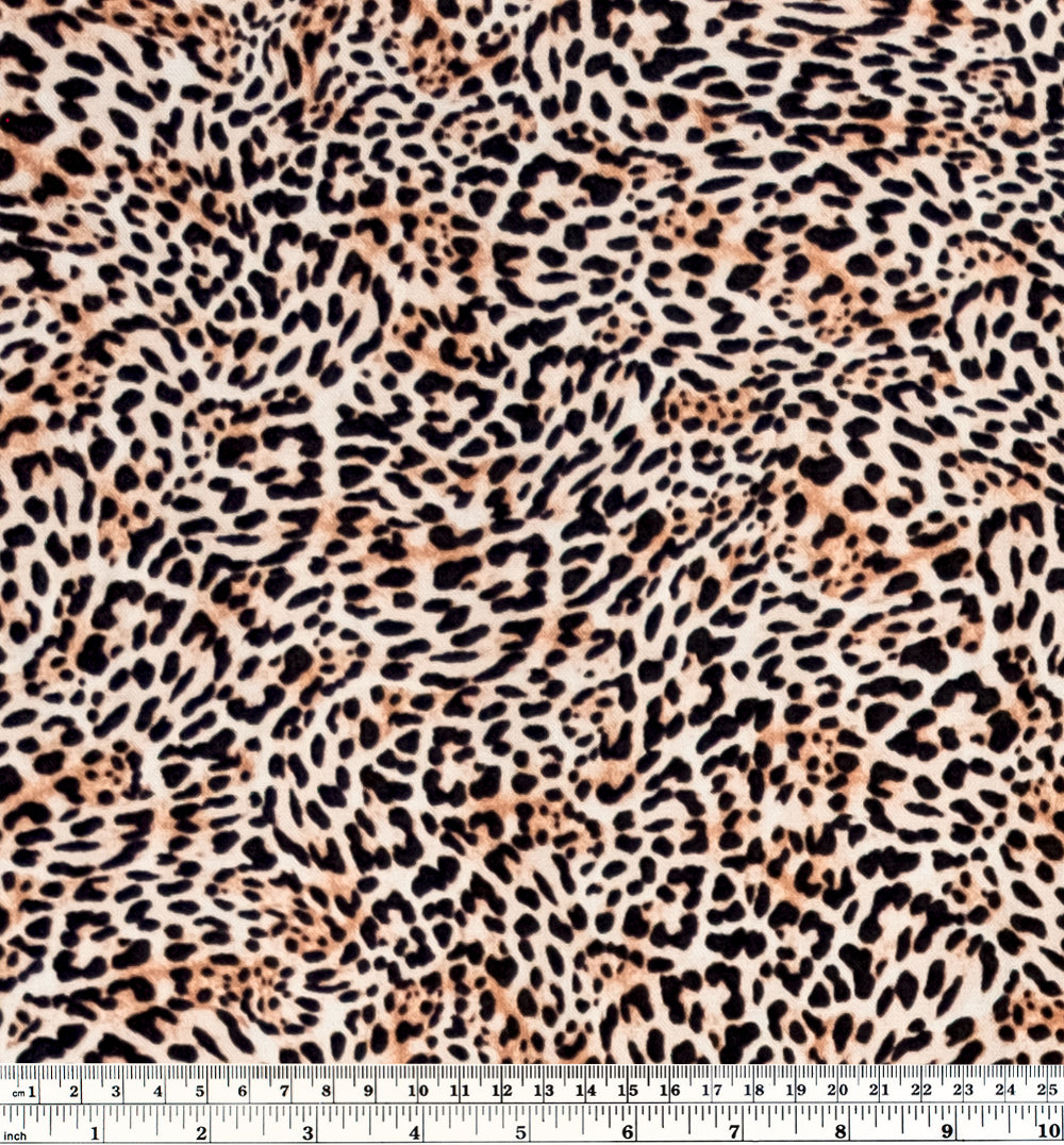 Warped Leopard Rayon Challis - Tan/Black