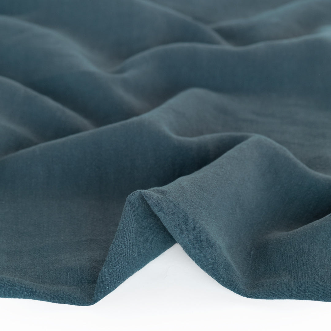 Black washed linen fabric