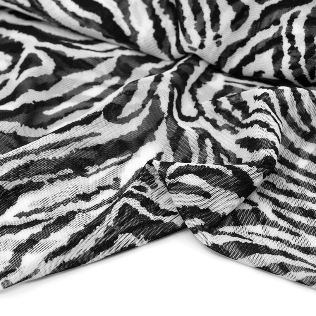 Zebra Printed Mesh - White/Black