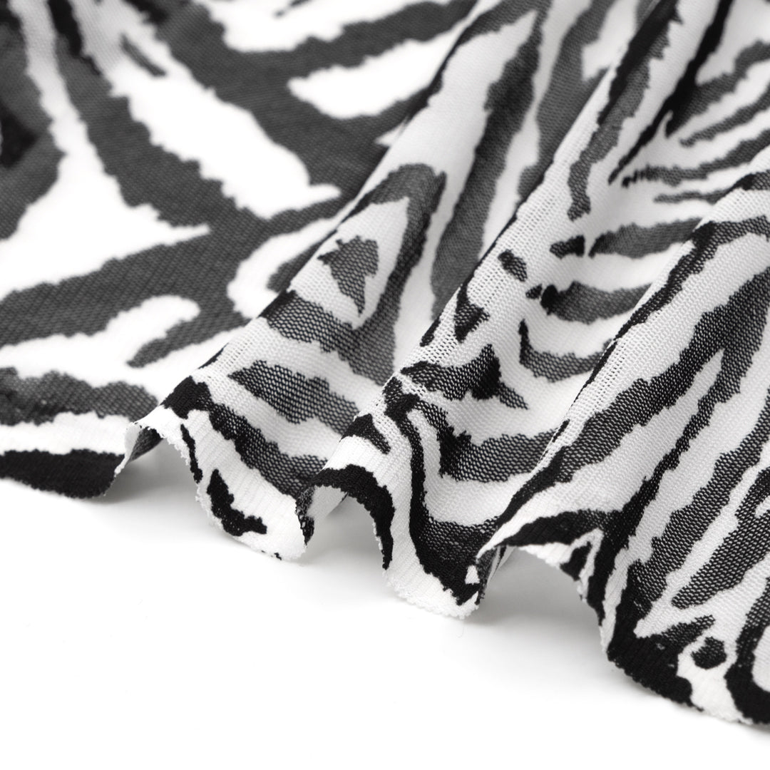 Zebra Printed Mesh - White/Black